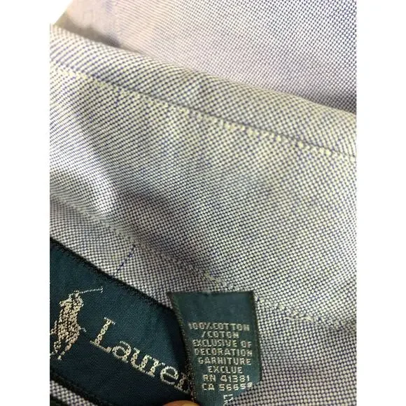 3XLT Ralph Lauren Mens Tall Button Down Blue Oxford Shirt Classic Fit - Picture 8 of 8